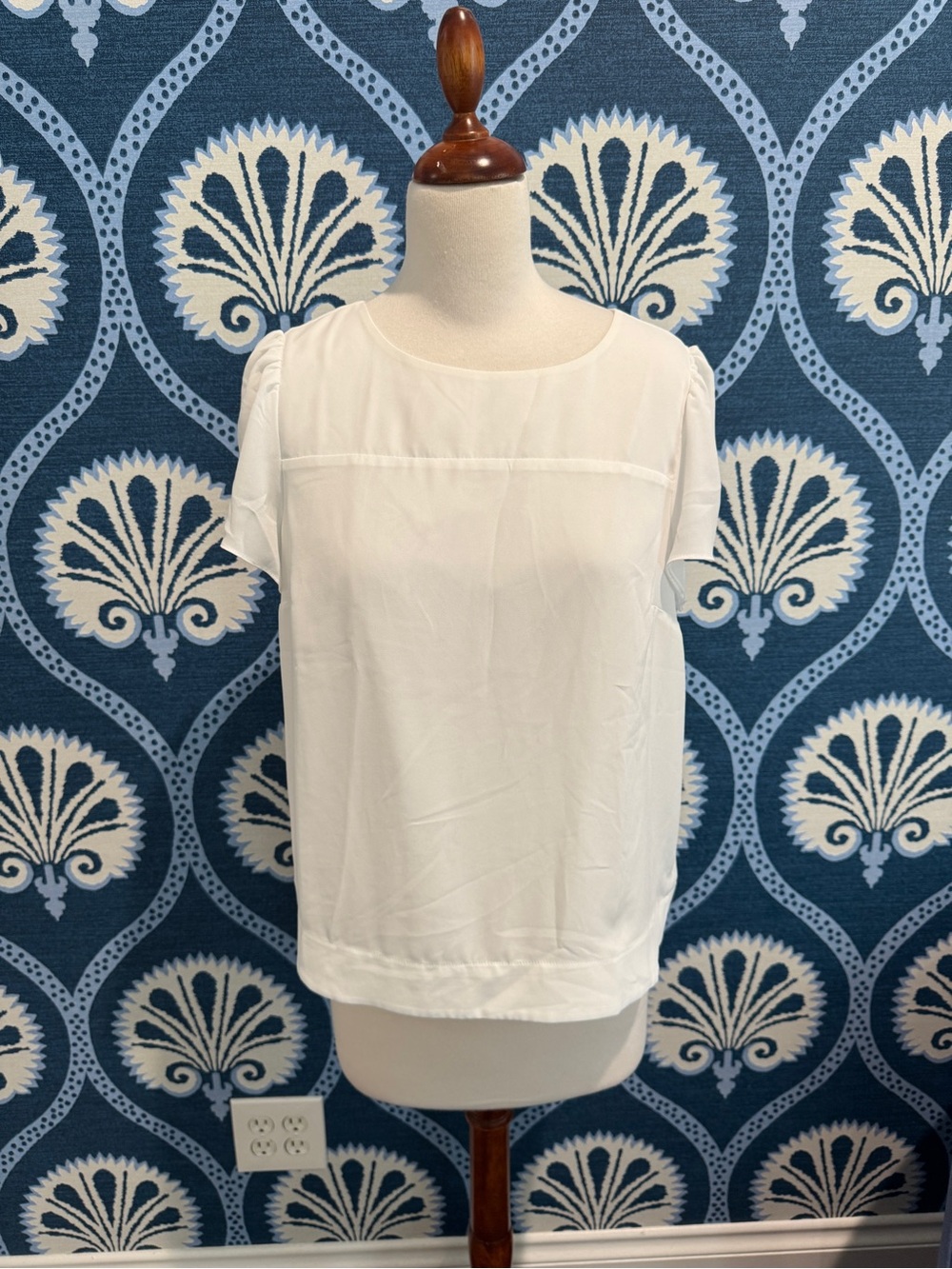 J. Crew White Short-Sleeve Scoop Neck Blouse